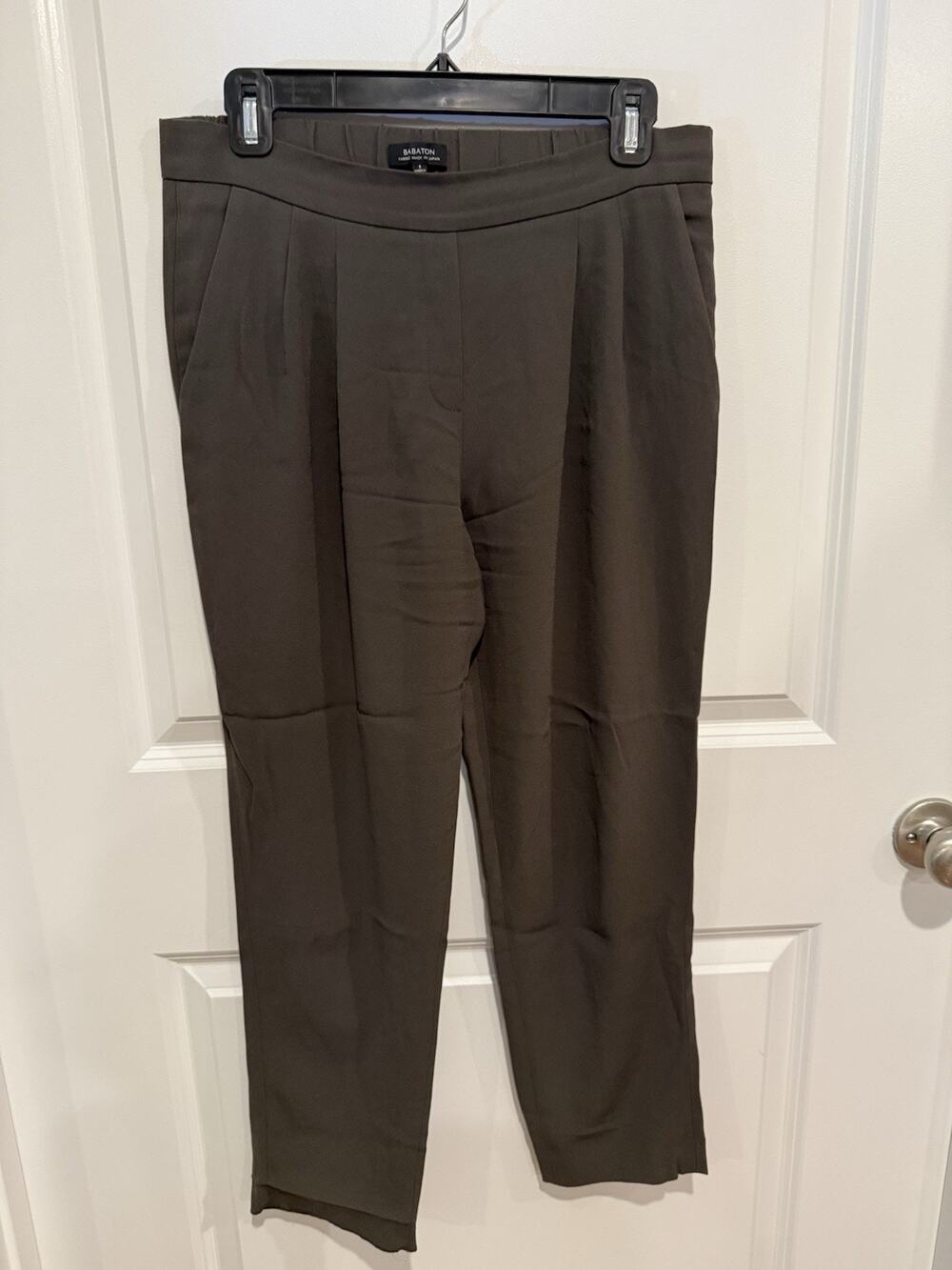 Babaton Aritzia Womens Taupe Cropped Mid Rise Pull On Pants 6 Quiet Luxury Work